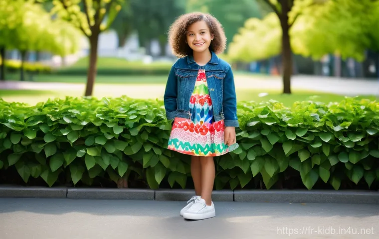 아동 브랜드 가성비 제품 - **Prompt:** A vibrant, high-quality photograph featuring a stylish young girl, aged approximately 7,...