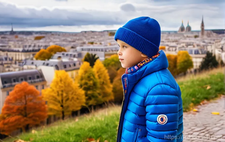 아동용 롱패딩 브랜드 추천 - **Snowy Adventure in Pyrenex-style Puffer:** A joyful 8-year-old child, possibly of French descent, ...