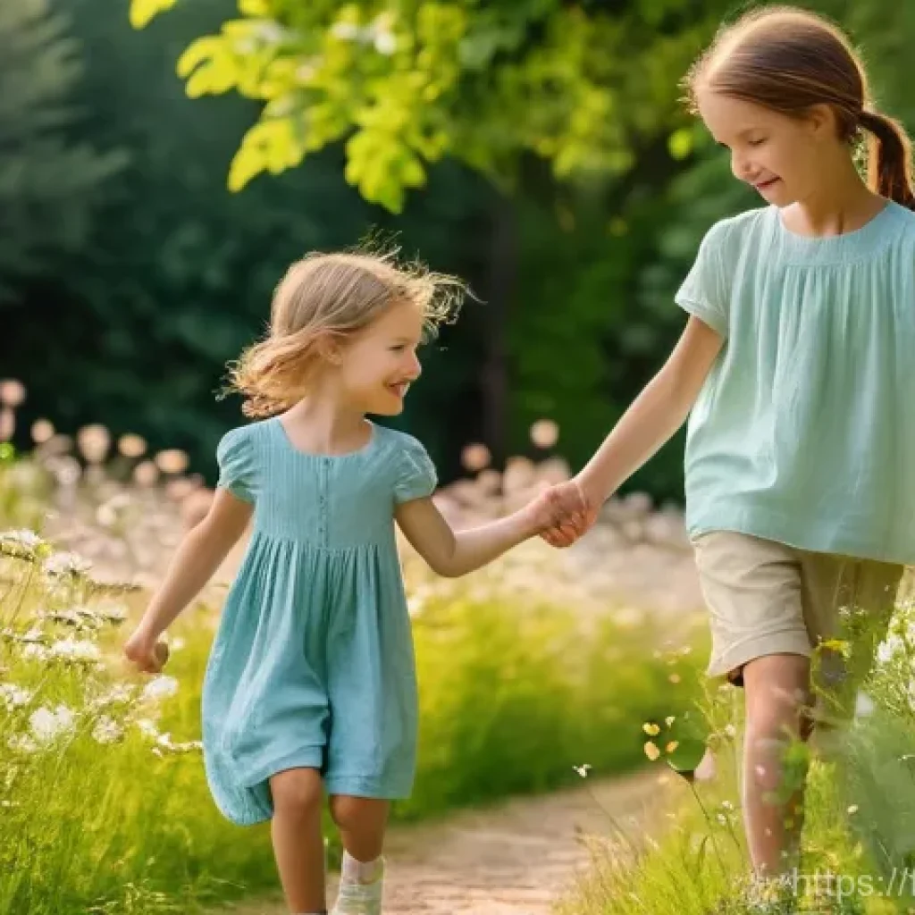 키즈 여름 의류 브랜드 - **Prompt 1: Joyful Summer Play in Natural Fabrics**
    "A vibrant and cheerful image featuring two ...