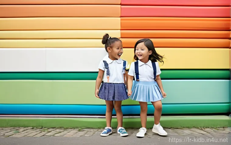 베네통키즈와 폴로키즈 비교 - **Polo Kids: Timeless Preppy Elegance**
    "Two elegantly dressed children, a boy and a girl aged 6...