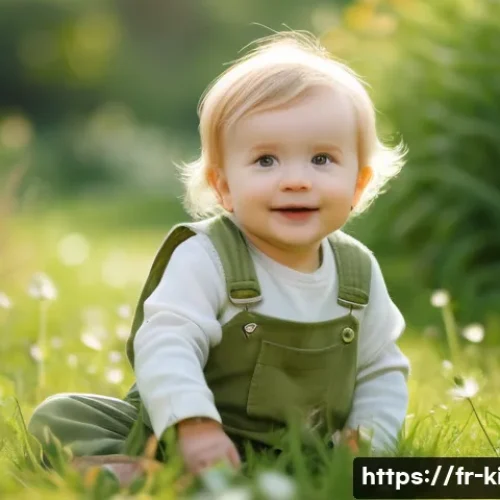Home 33 해피랜드 아동복 트렌드 - **Prompt:** A cheerful toddler, approximately 2 years old, dressed in soft, eco-friendly organic cot...