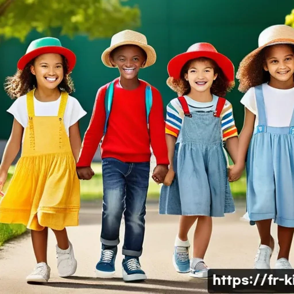 베네통키즈와 빈폴키즈 비교 - A lively and colorful scene featuring children wearing Benetton Kids clothing, showcasing vibrant re...